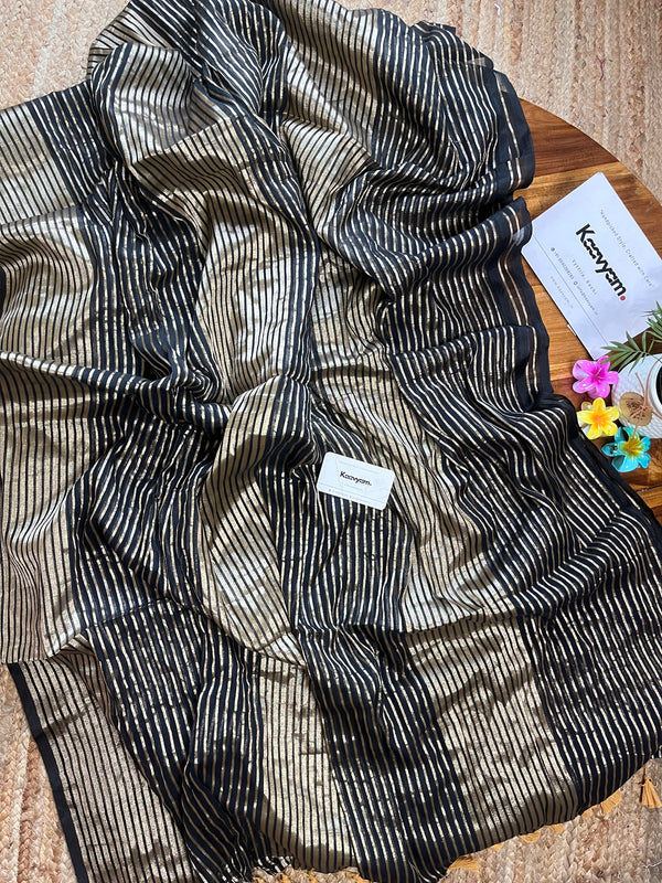 Designer Black Mul Cotton Saree