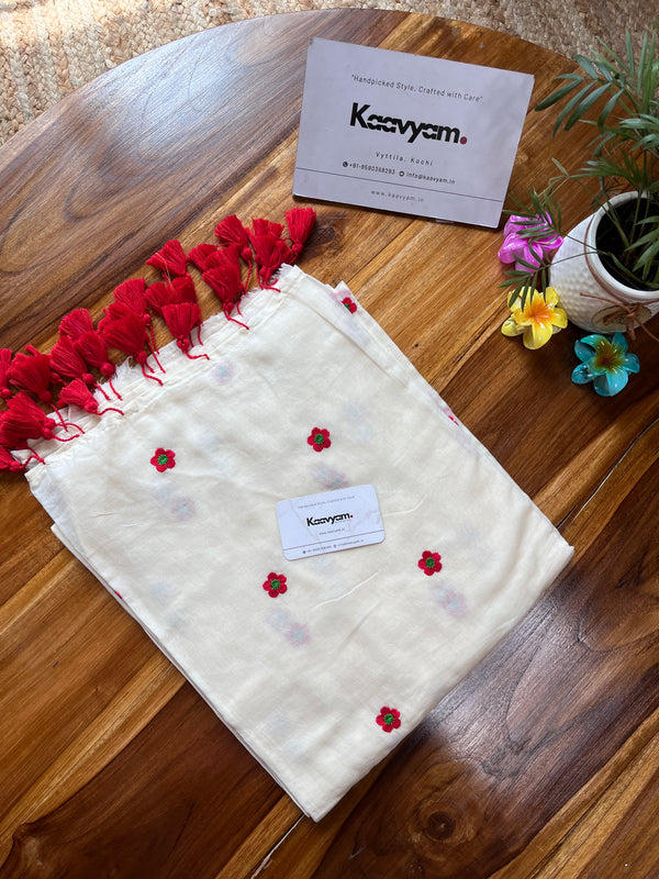 Lilly Embroidery Mul Cotton Saree