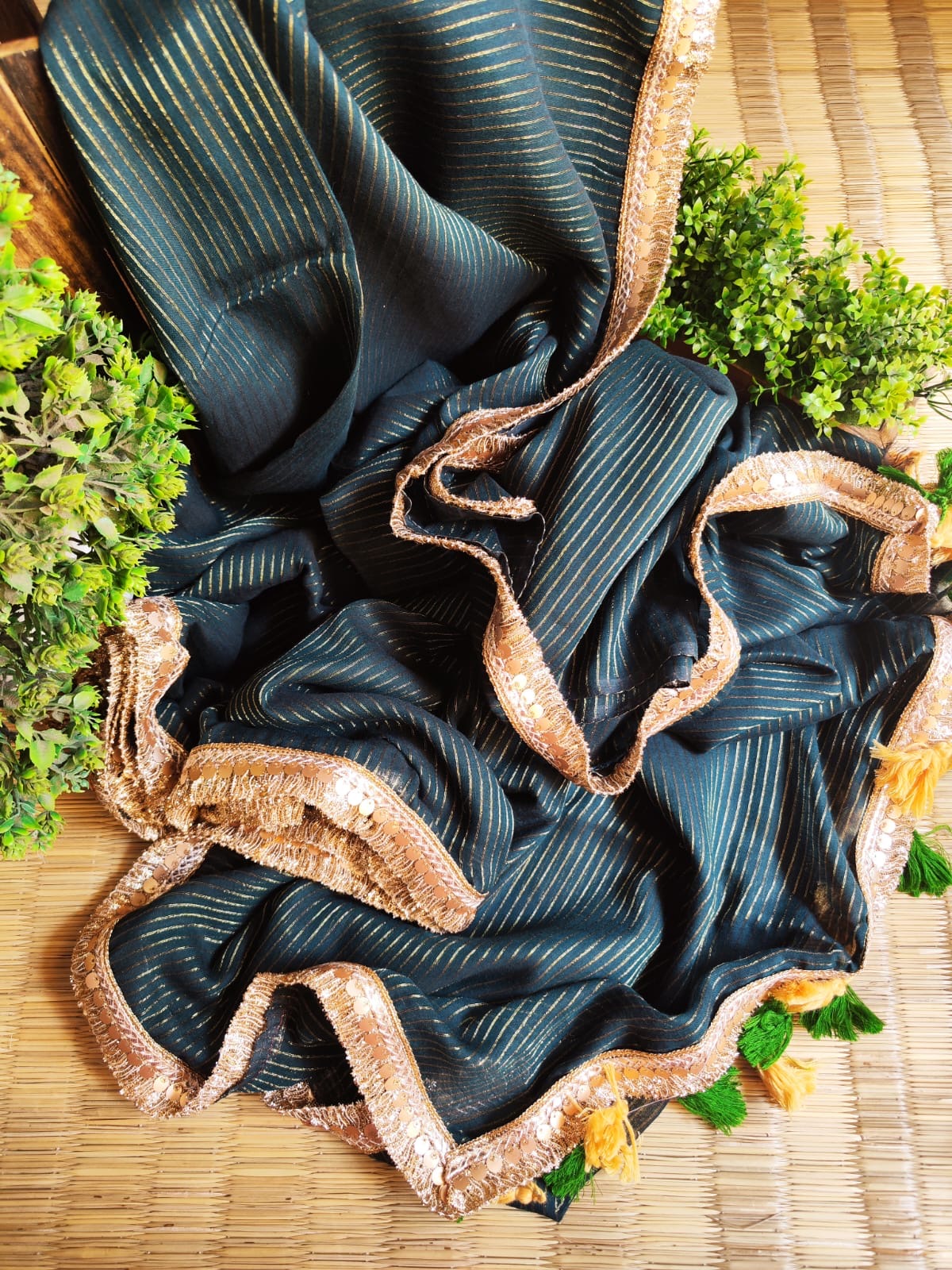 Janvi Zari woven Mul cotton Lace Saree
