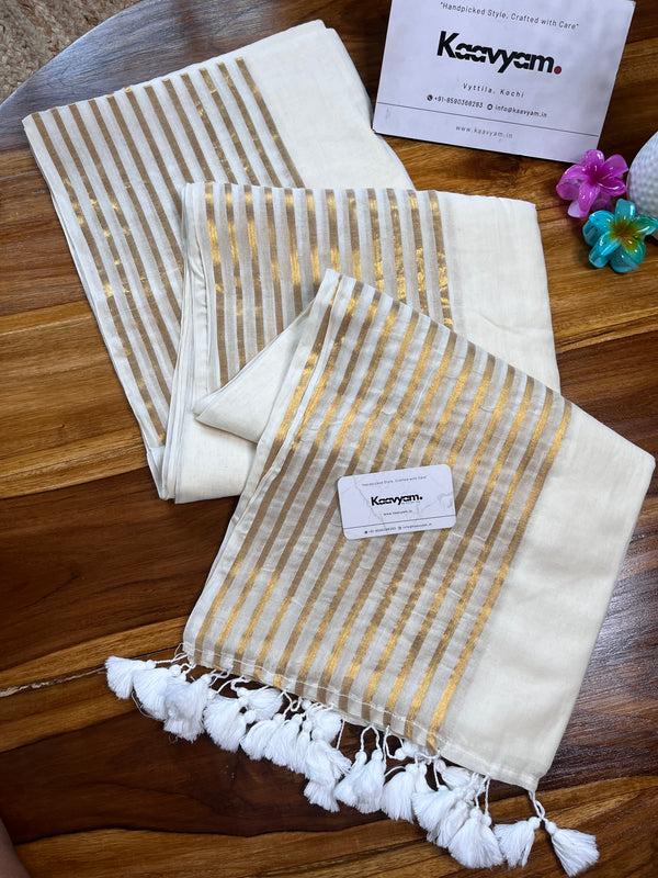 Stripes Border Mul Cotton Saree