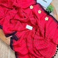 Cherry Checks Linen Saree