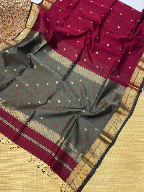 Maheshwari Handloom Contrast Butti Saree