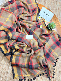 Checks Charm Linen Saree