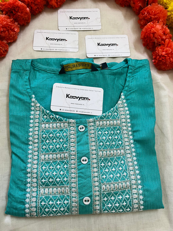 Teal Embroidery Kurti