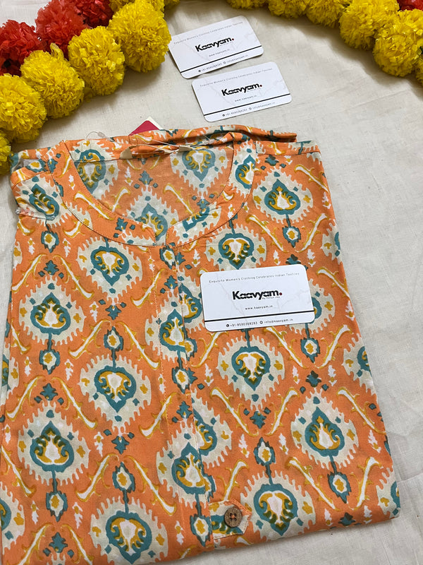 MANDARIN COLLAR ORANGE KURTI