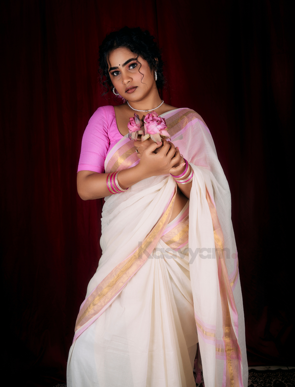 Kerala Kasav & Kara Mul Cotton Saree