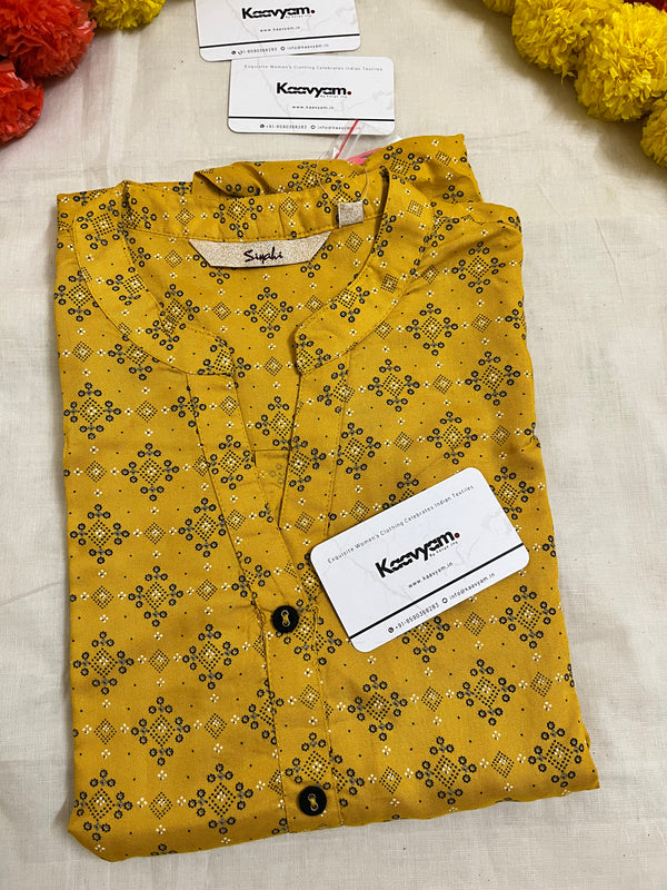 COLLAR YELLOW BLACK KURTI