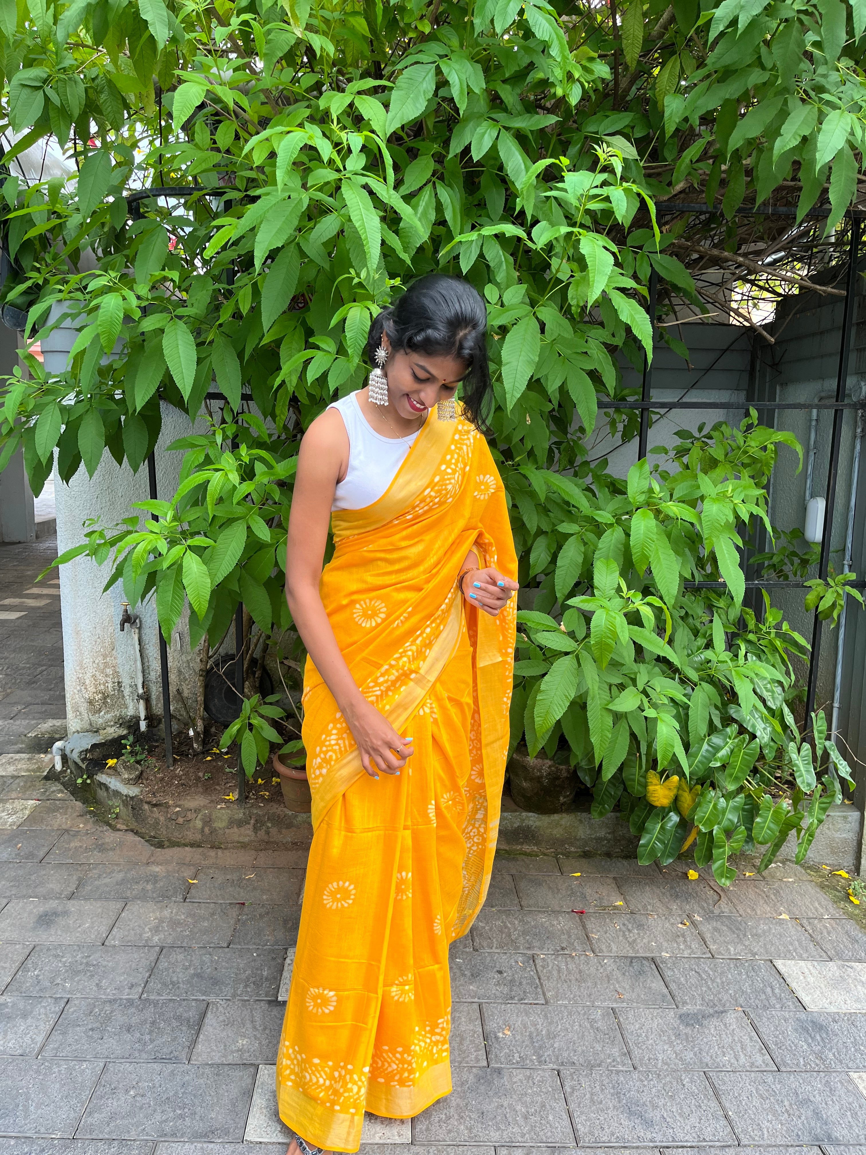 Hand Block Linen Saree