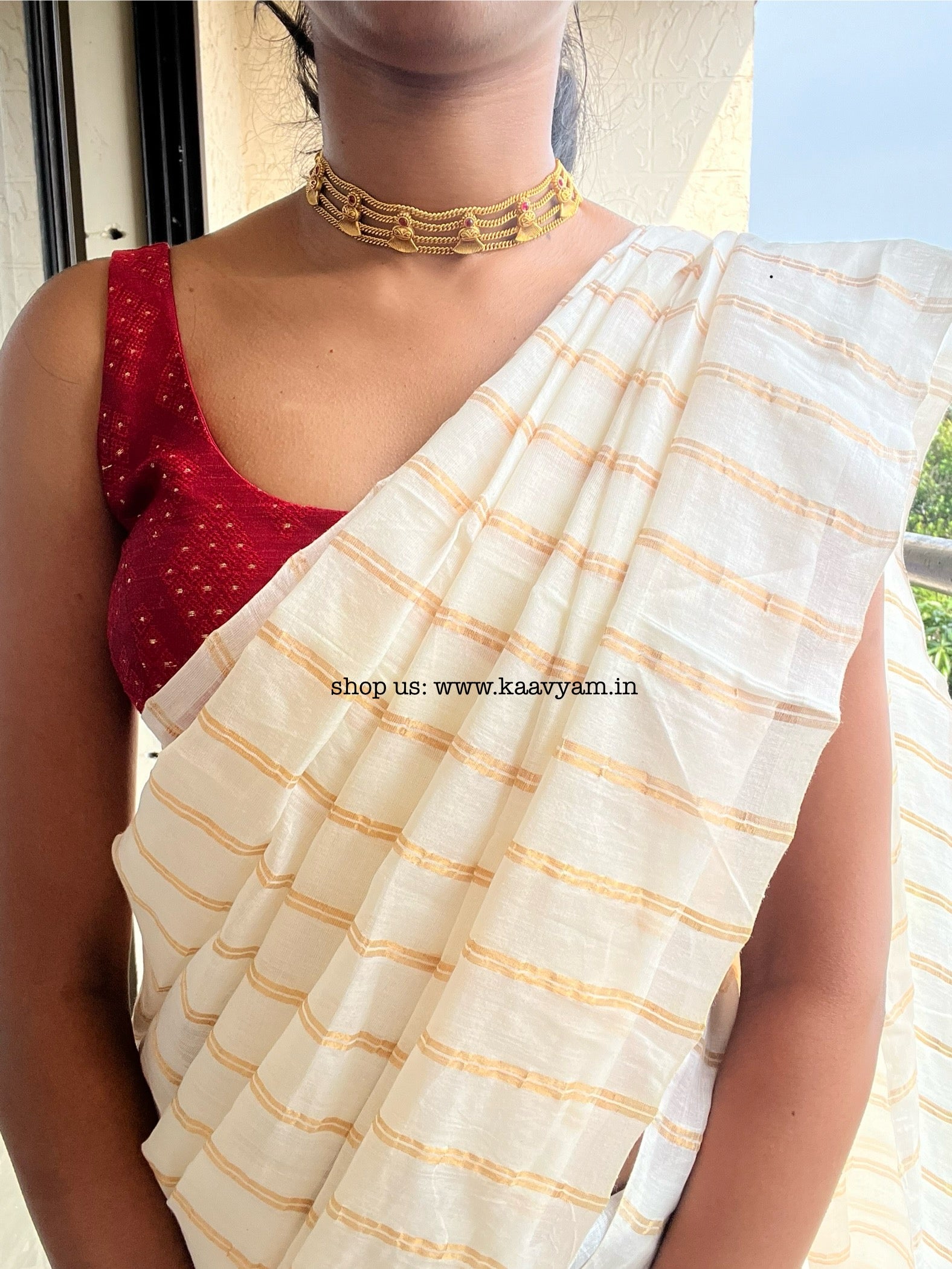 Stripes - Mul cotton Kasav Stripe Saree