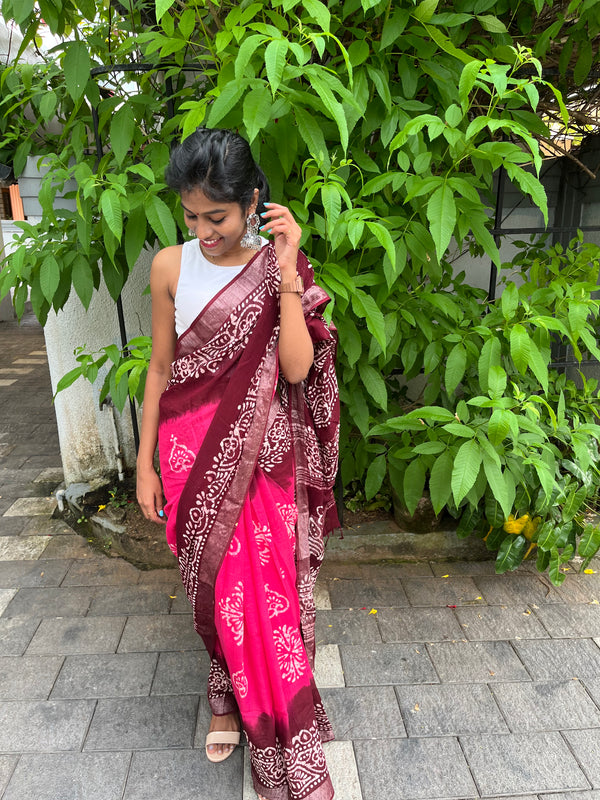 OMBRE HAND BLOCK SAREE