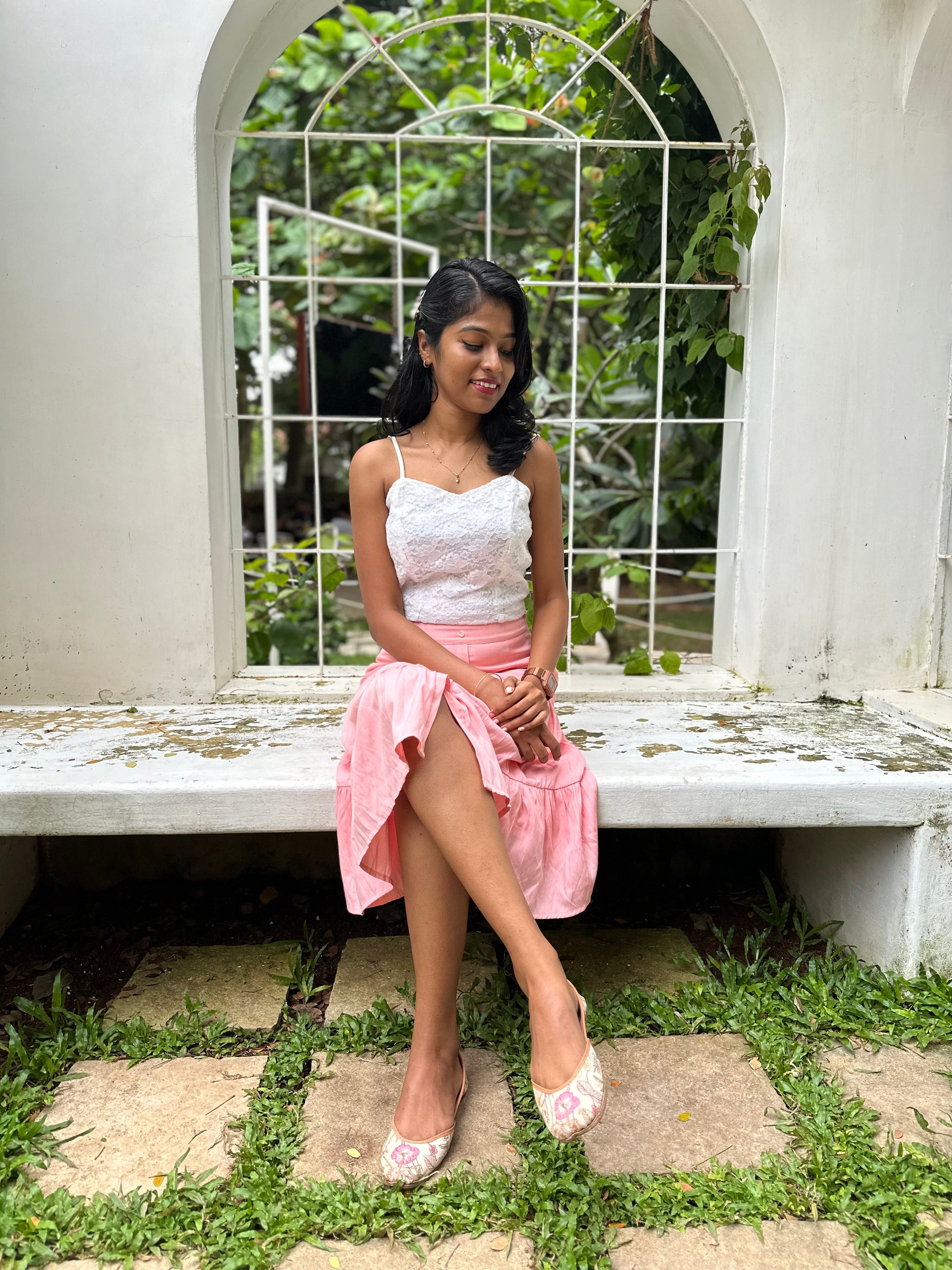 PEACH TIERED SKIRT