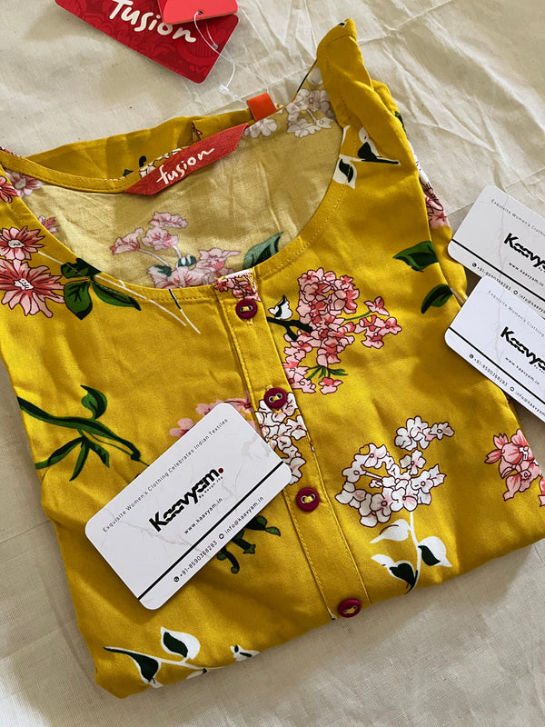 FLORAL YELLOW KURTI