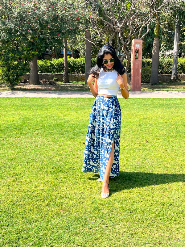 INDIGO SLIT SKIRT