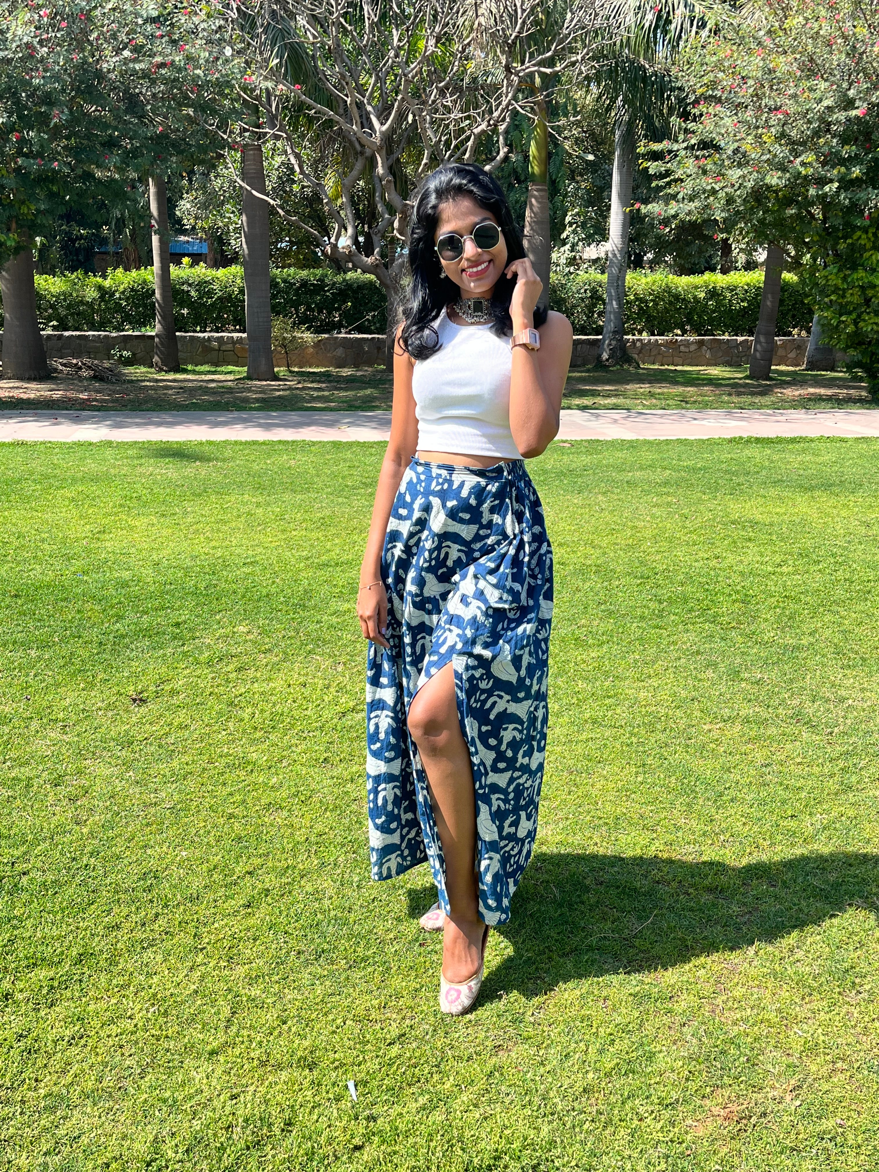 INDIGO SLIT SKIRT