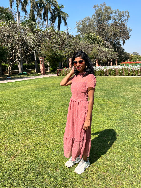 PEACH FRILL DRESS