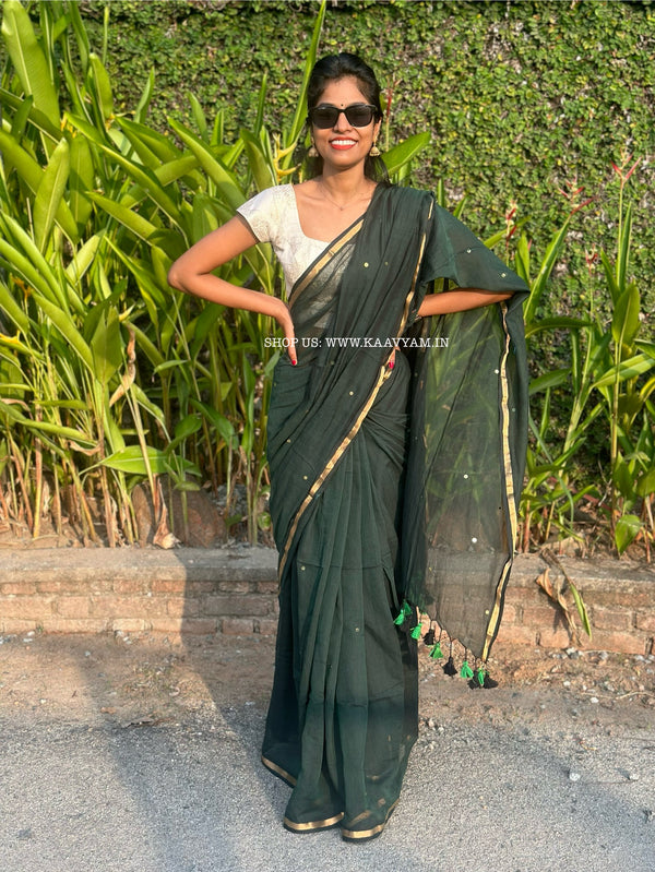 GREEN GOLDY MUL MUL SAREE