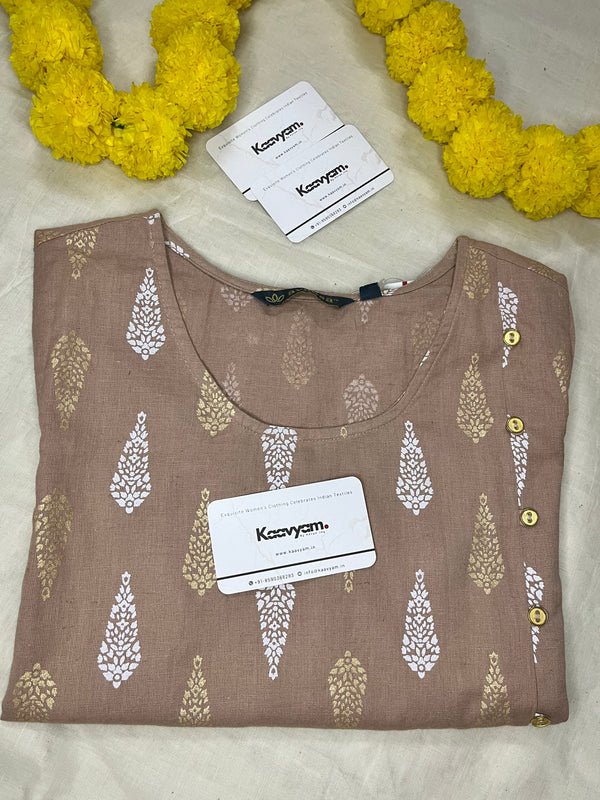 COTTON TAN PRINTED KURTI