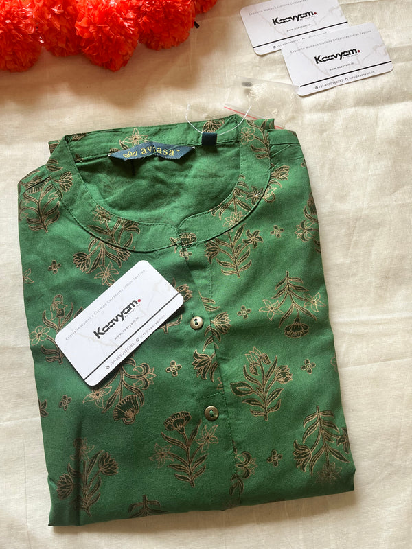 MANDARIN COLLAR GREEN KURTI