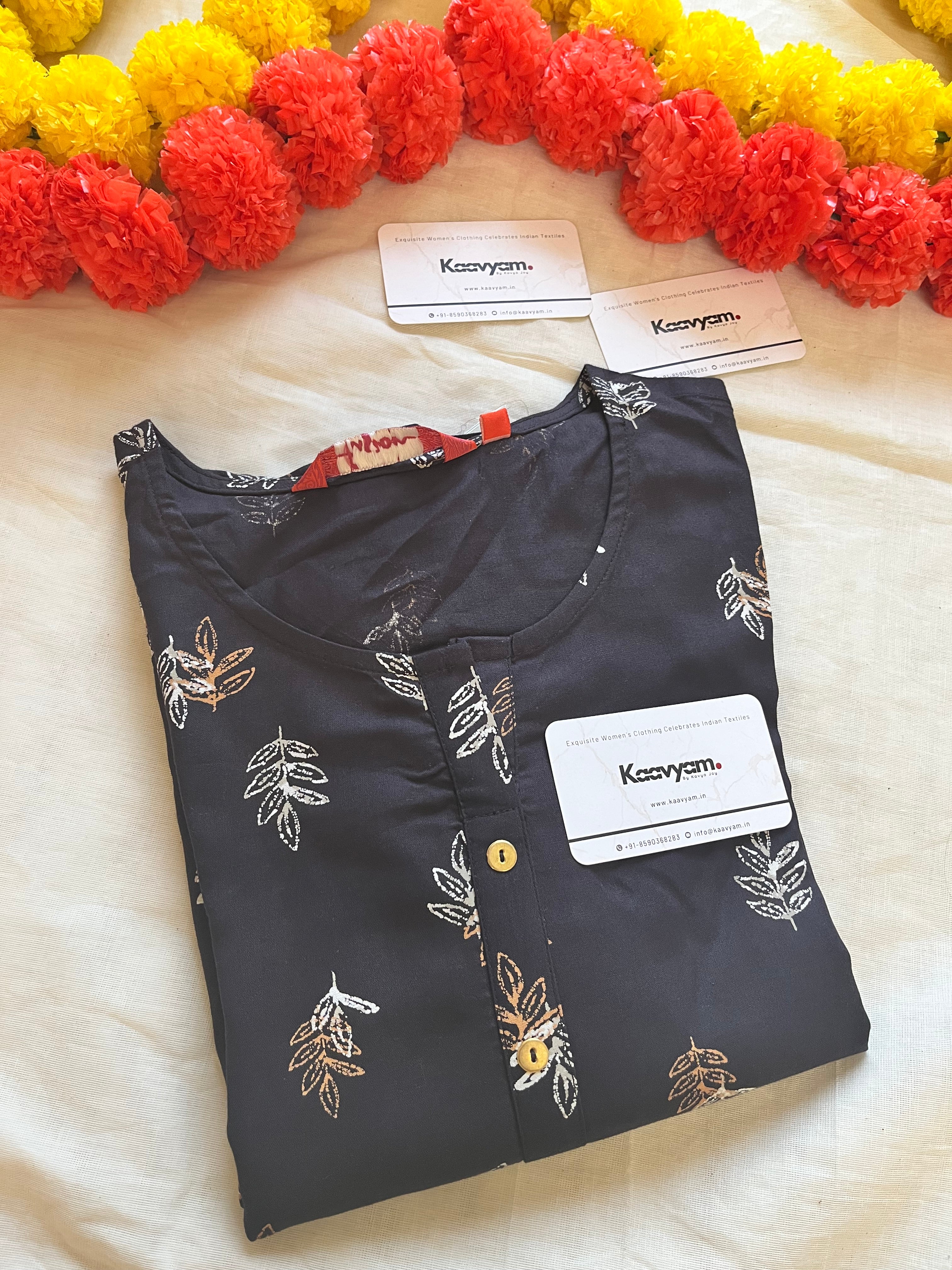 BLACK PRINTED UP AND DOWN KURTI