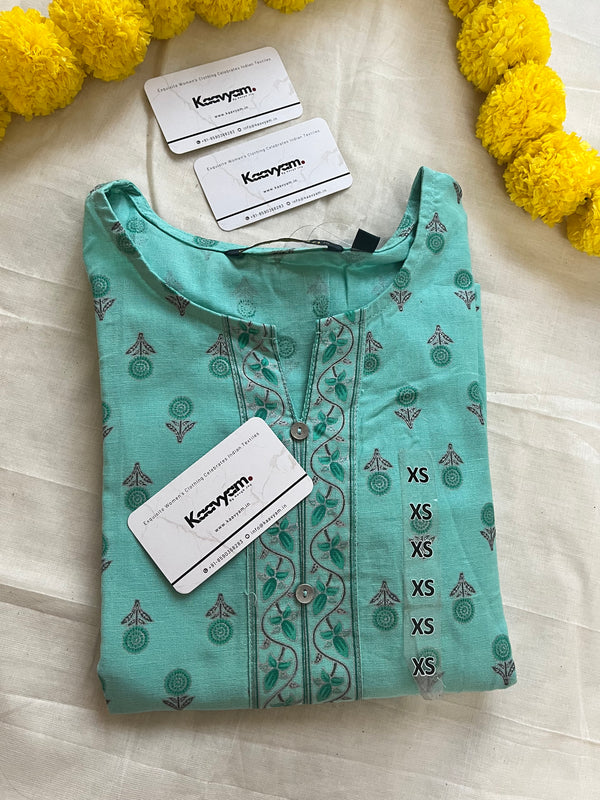 TEAL PRINTED COTTON KURTI