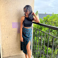 GREEN SIDE SLIT SKIRT