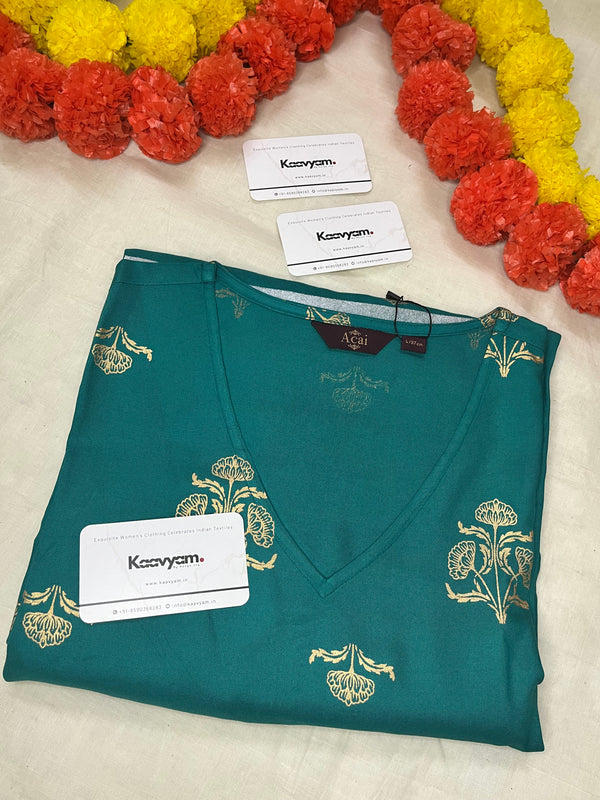 V NECK AQUA KURTI