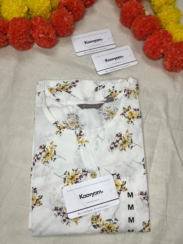 OFF WHITE FLORAL KURTI