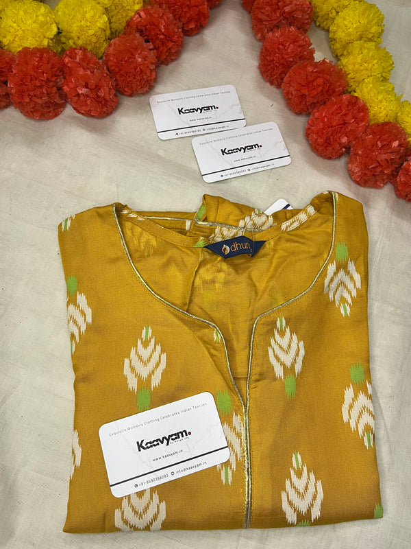 YELLOW IKAT PRINTED KURTI