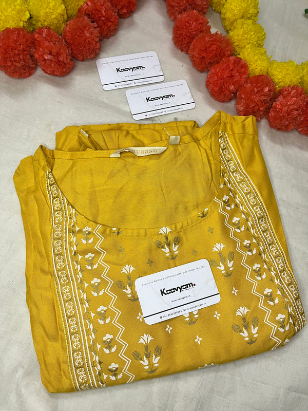 ROUND NECK ASYMMETRICAL YELLOW KURTI