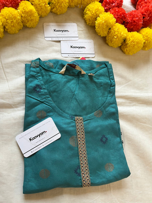 ROUND NECK  TURQUOISE KURTI