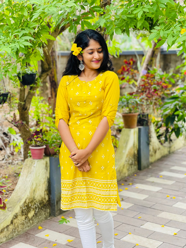 YELLOW DAILYWEAR KURTI