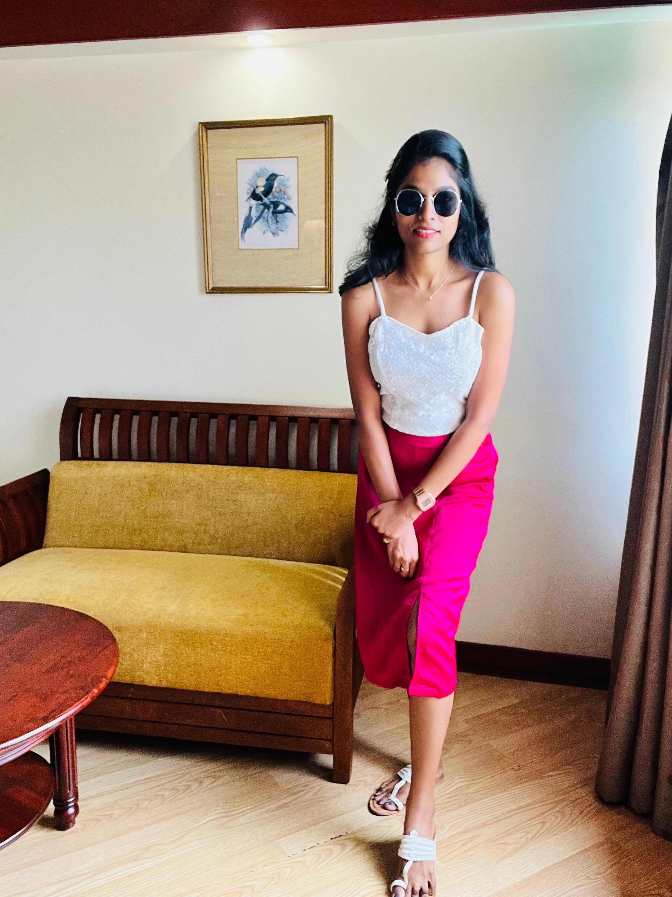 PINK SLIT SKIRT