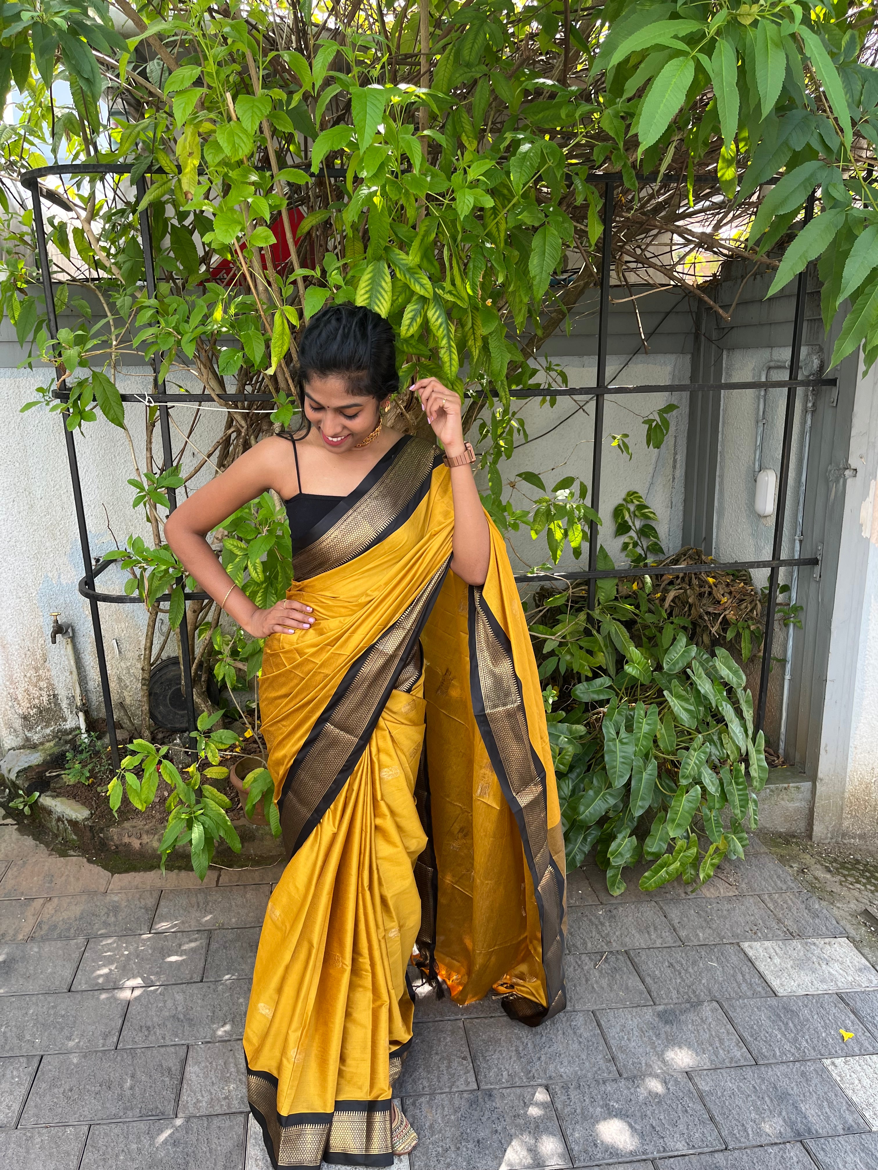YELLOW KANCHI SOFT SILK SAREE