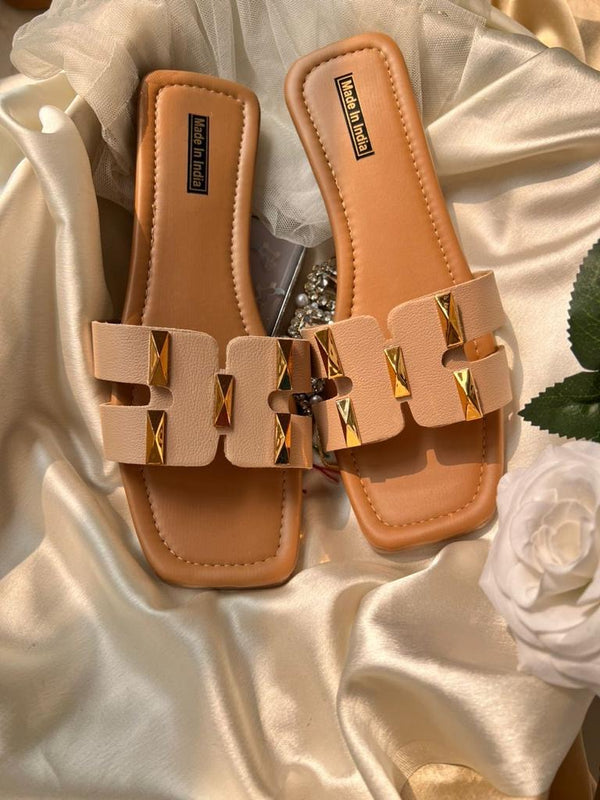 BEIGE SLIDER SANDALS