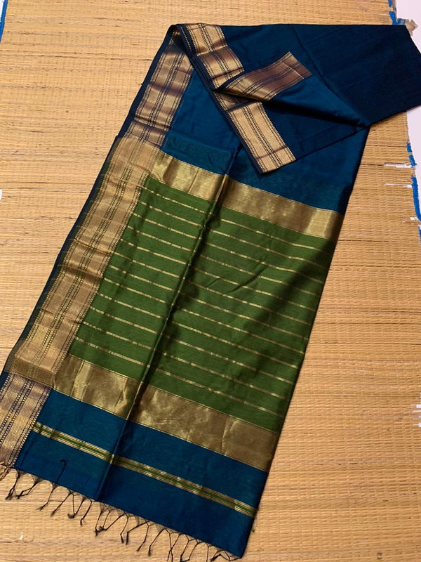 Maheswari Silk Cotton Saree with Zari Border